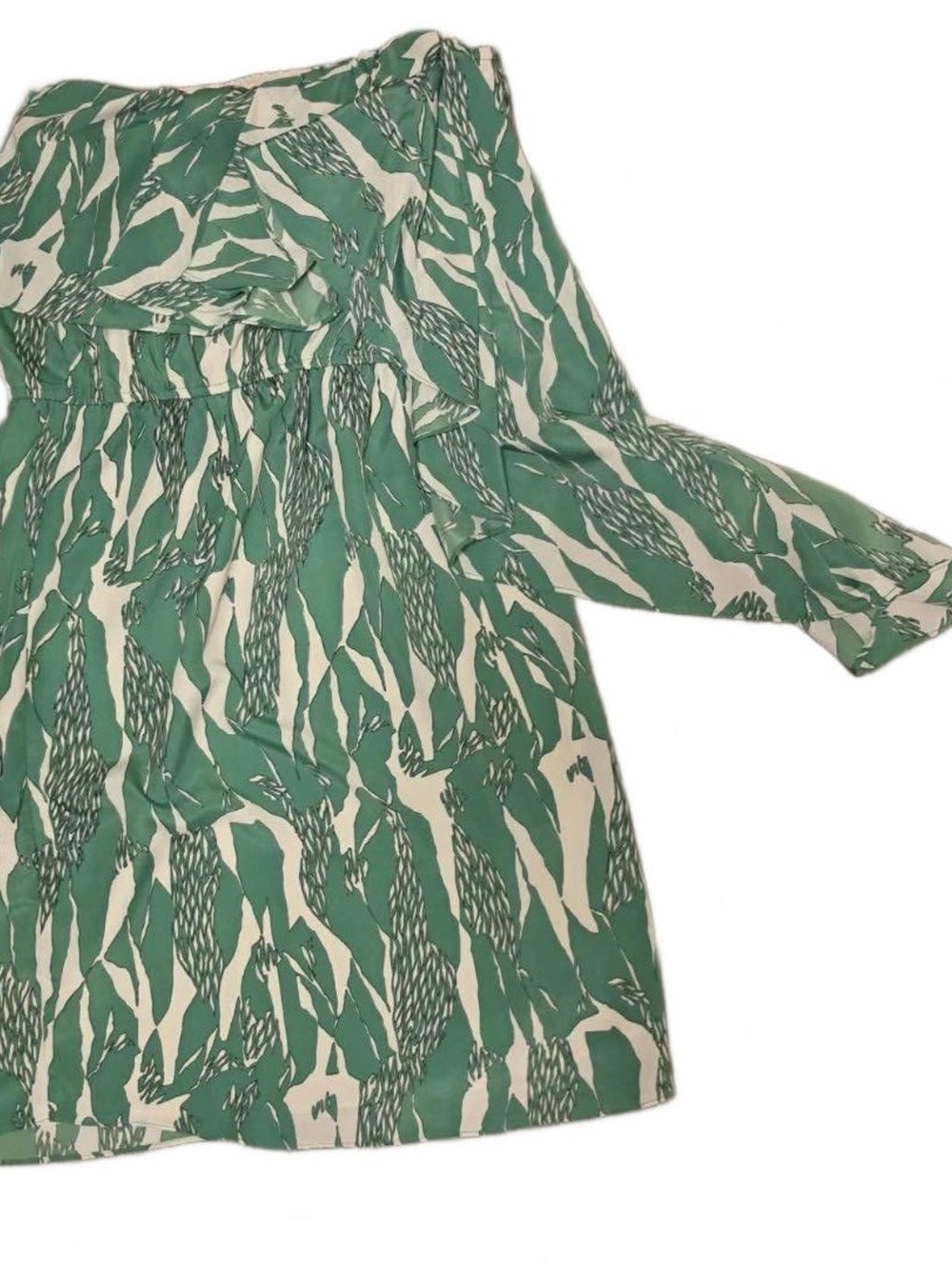 MM Couture Green and Cream Strapless Dress